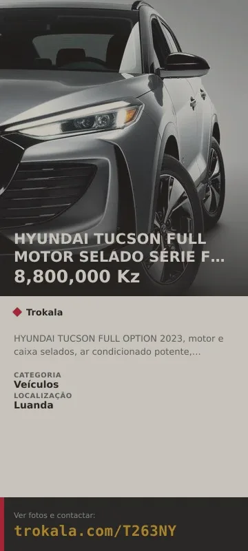 Cartão do anúncio: HYUNDAI TUCSON FULL MOTOR SELADO SÉRIE F COM 79MIL KM