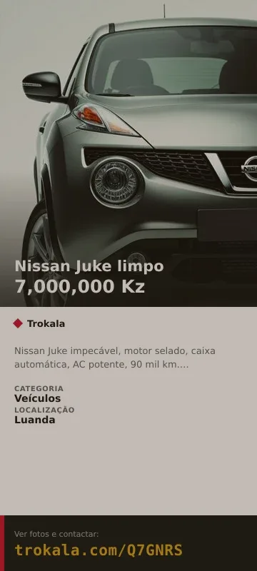 Cartão do anúncio: Nissan Juke limpo