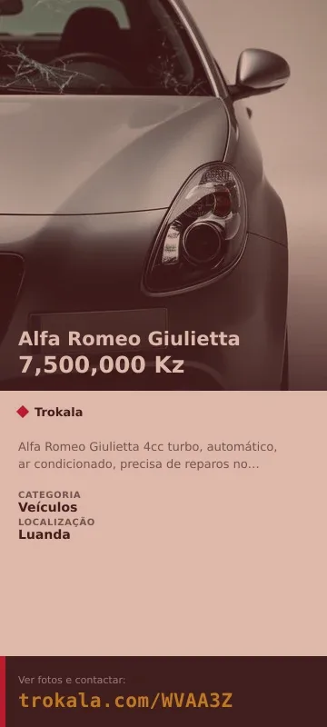 Cartão do anúncio: Alfa Romeo Giulietta