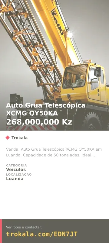 Cartão do anúncio: Auto Grua Telescópica XCMG QY50KA
