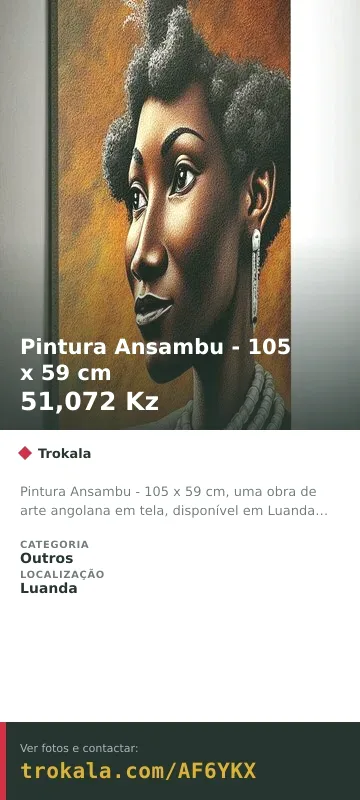 Cartão do anúncio: Pintura Ansambu - 105 x 59 cm