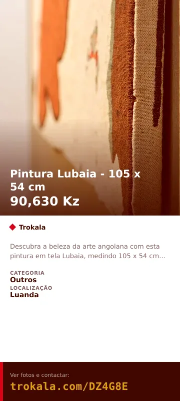 Cartão do anúncio: Pintura Lubaia - 105 x 54 cm
