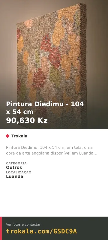 Cartão do anúncio: Pintura Diedimu - 104 x 54 cm