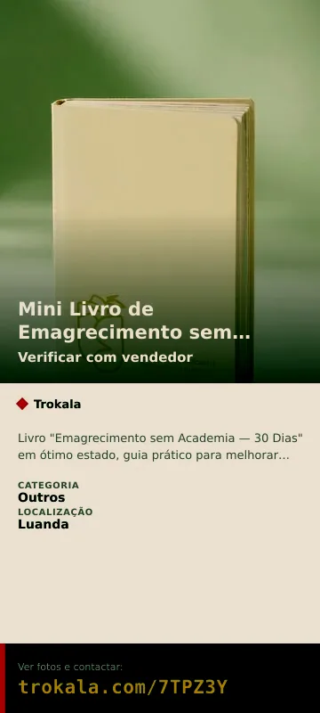 Cartão do anúncio: Mini Livro de Emagrecimento sem academia