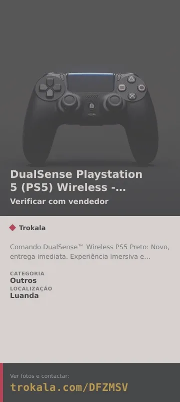 Cartão do anúncio: DualSense Playstation 5 (PS5) Wireless - Preto