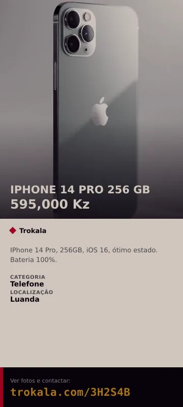 Cartão do anúncio: IPHONE 14 PRO 256 GB