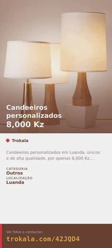Cartão do anúncio: Candeeiros personalizados