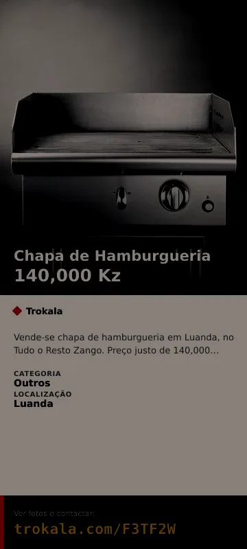 Cartão do anúncio: Chapa de Hamburgueria