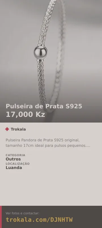 Cartão do anúncio: Pulseira de Prata S925