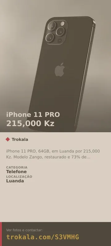 Cartão do anúncio: iPhone 11 PRO