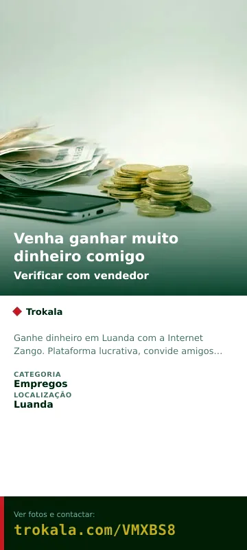 Cartão do anúncio: Venha ganhar muito dinheiro comigo