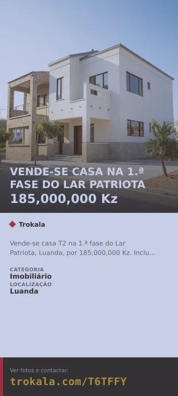 Cartão do anúncio: VENDE-SE CASA NA 1.ª FASE DO LAR PATRIOTA
