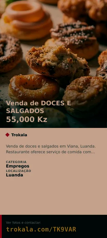 Cartão do anúncio: Venda de DOCES E SALGADOS