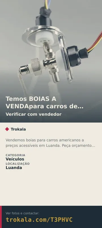 Cartão do anúncio: Temos BOIAS A VENDApara carros de origem Americana e não so a bom preç