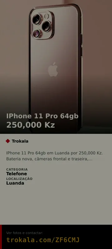 Cartão do anúncio: IPhone 11 Pro 64gb