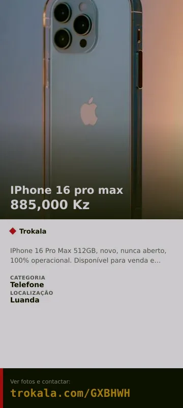 Cartão do anúncio: IPhone 16 pro max