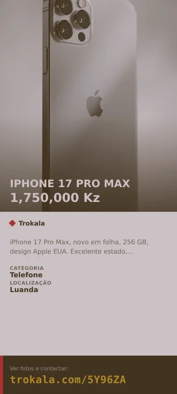 Cartão do anúncio: IPHONE 17 PRO MAX