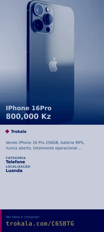 Cartão do anúncio: IPhone 16Pro