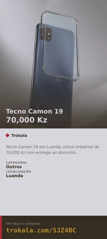 Cartão do anúncio: Tecno Camon 19