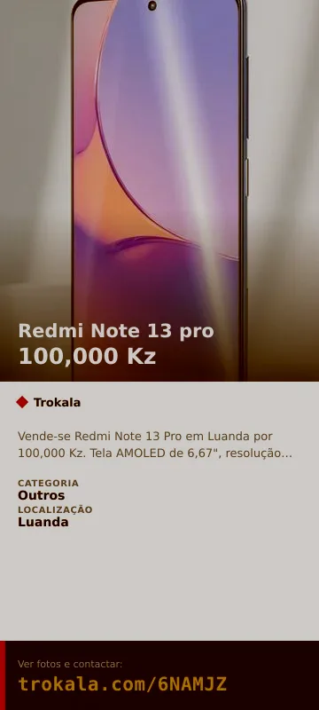 Cartão do anúncio: Redmi Note 13 pro