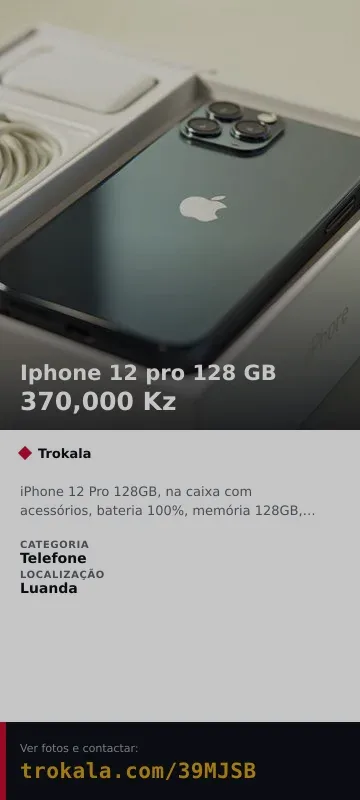 Cartão do anúncio: Iphone 12 pro 128 GB
