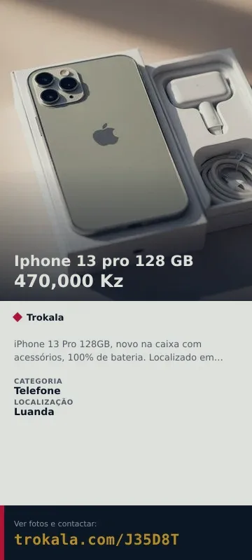 Cartão do anúncio: Iphone 13 pro 128 GB