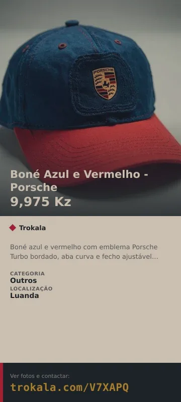 Cartão do anúncio: Boné Azul e Vermelho - Porsche