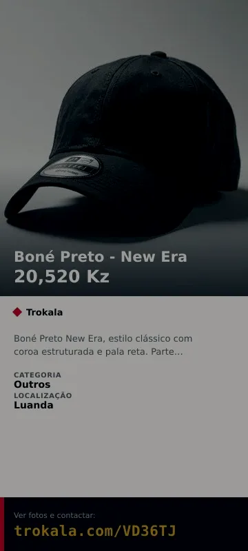 Cartão do anúncio: Boné Preto - New Era