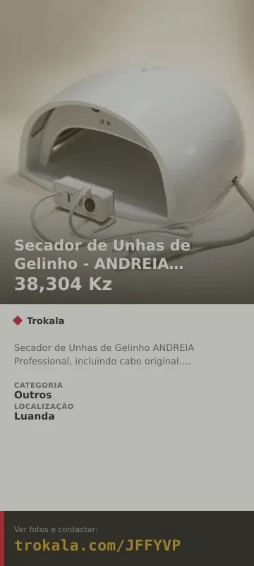 Cartão do anúncio: Secador de Unhas de Gelinho - ANDREIA Professional
