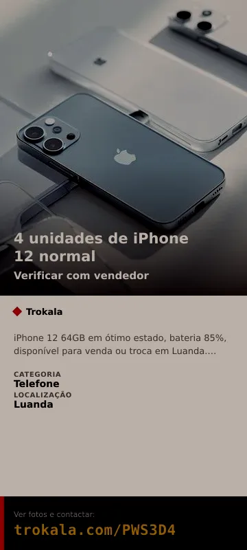 Cartão do anúncio: 4 unidades de iPhone 12 normal