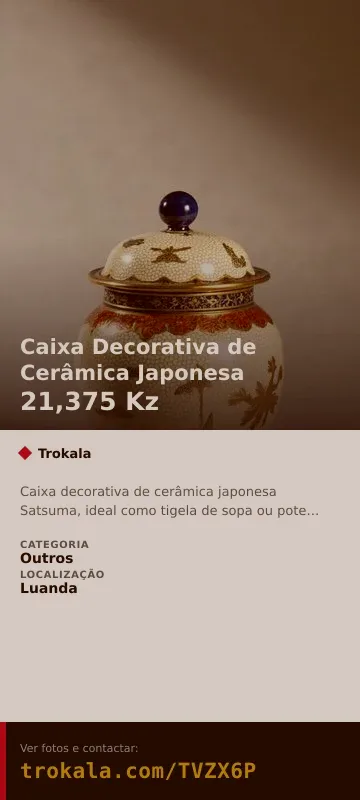 Cartão do anúncio: Caixa Decorativa de Cerâmica Japonesa