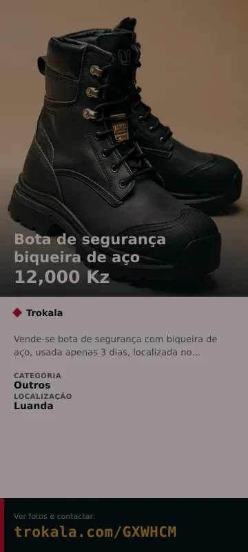 Cartão do anúncio: Bota de segurança biqueira de aço