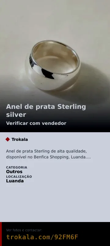 Cartão do anúncio: Anel de prata Sterling silver
