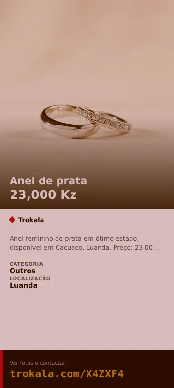 Cartão do anúncio: Anel de prata