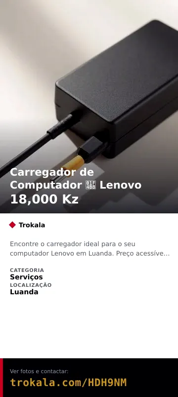 Cartão do anúncio: Carregador de Computador 💻 Lenovo