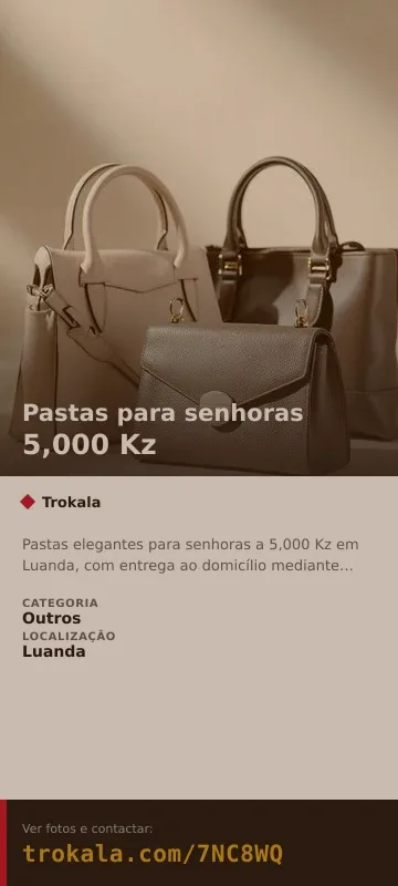 Cartão do anúncio: Pastas para senhoras