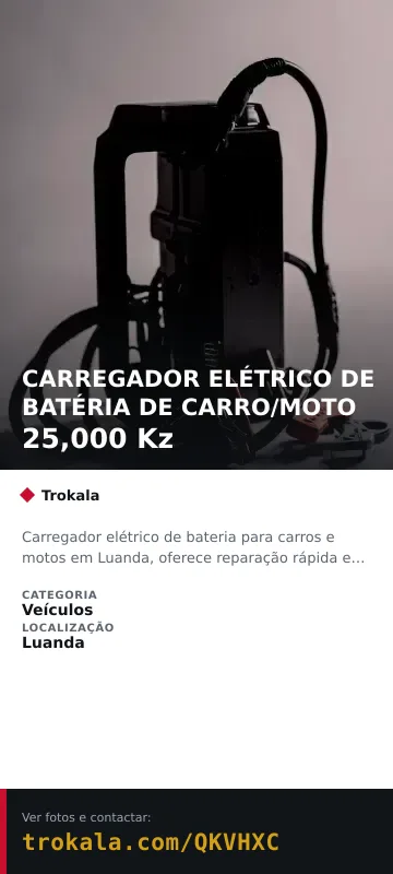 Cartão do anúncio: CARREGADOR ELÉTRICO DE BATÉRIA DE CARRO/MOTO