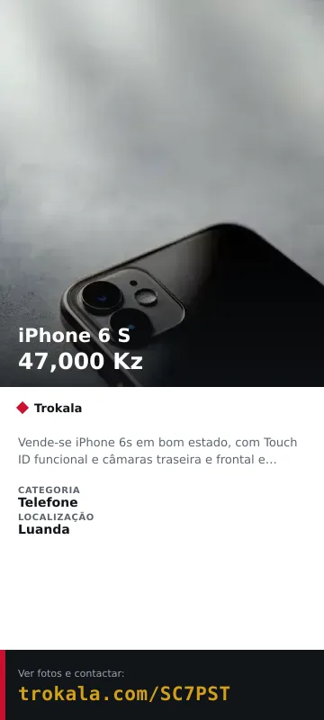 Cartão do anúncio: iPhone 6 S