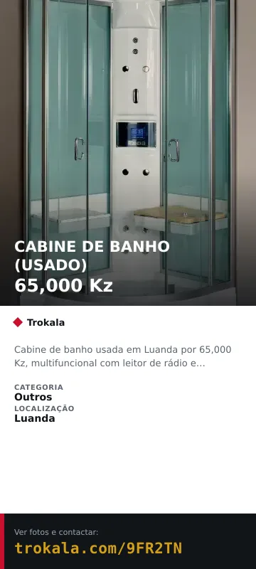 Cartão do anúncio: CABINE DE BANHO (USADO)