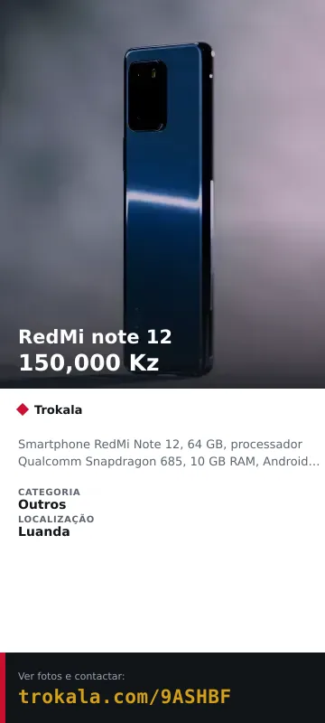Cartão do anúncio: RedMi note 12