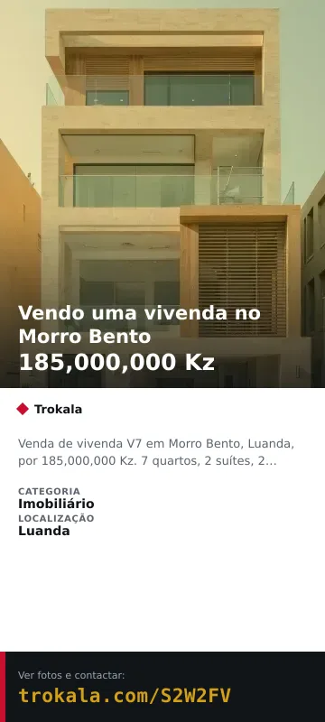 Cartão do anúncio: Vendo uma vivenda no Morro Bento