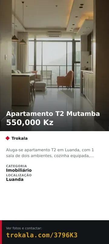 Cartão do anúncio: Apartamento T2 Mutamba