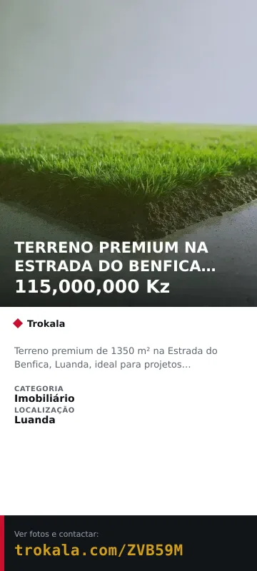 Cartão do anúncio: TERRENO PREMIUM NA ESTRADA DO BENFICA OPORTUNIDADE DE INVESTIMENTO