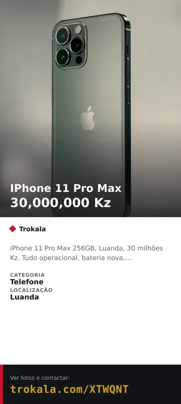 Cartão do anúncio: IPhone 11 Pro Max