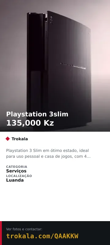 Cartão do anúncio: Playstation 3slim