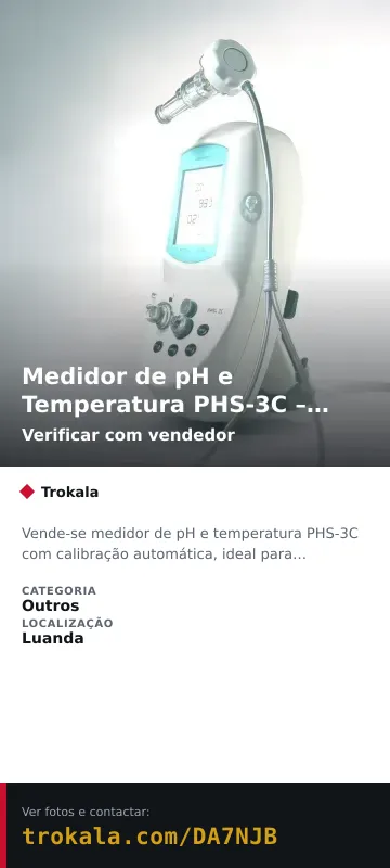 Cartão do anúncio: Medidor de pH e Temperatura PHS-3C – Calibração Automática